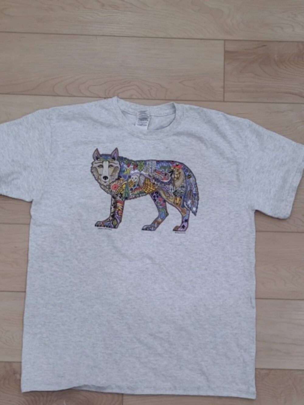 Sue Coccia Liberty Graphics Earth Art Wolf Ash Gray T-Shirt